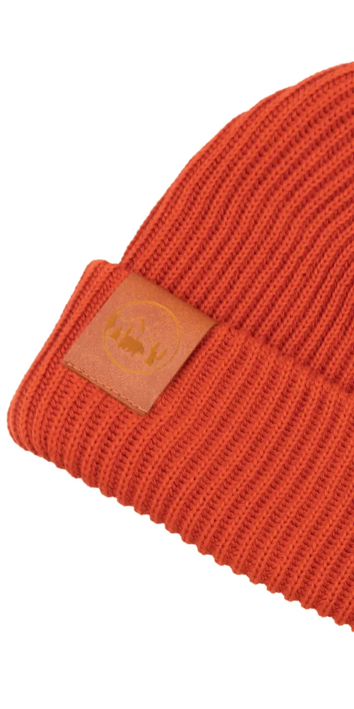 Brick red organic cotton winter beanie