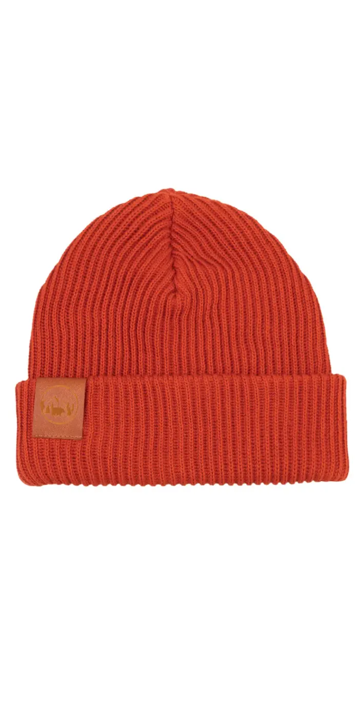 Brick red organic cotton winter beanie