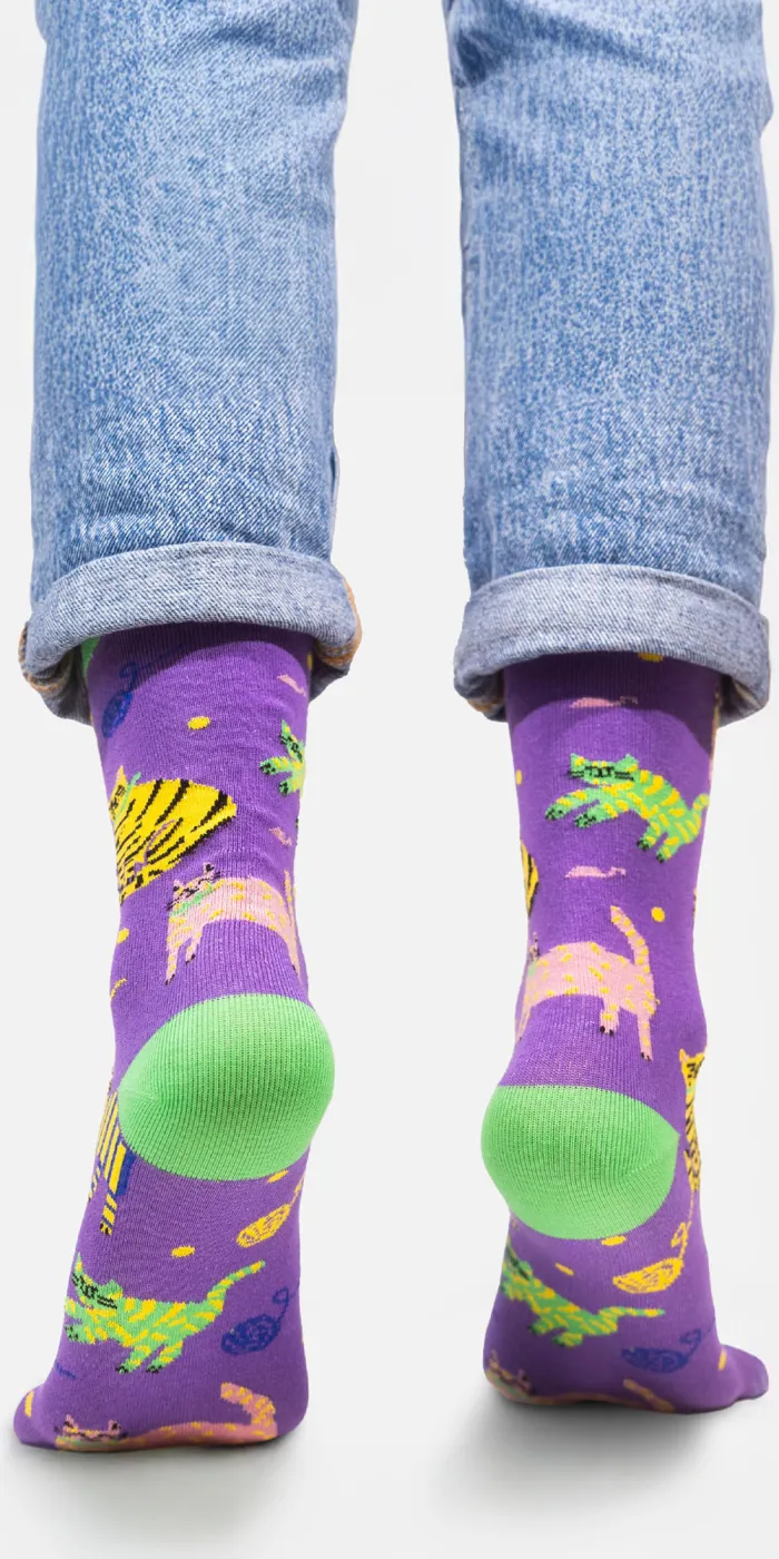 Socks organic cotton violet Cats