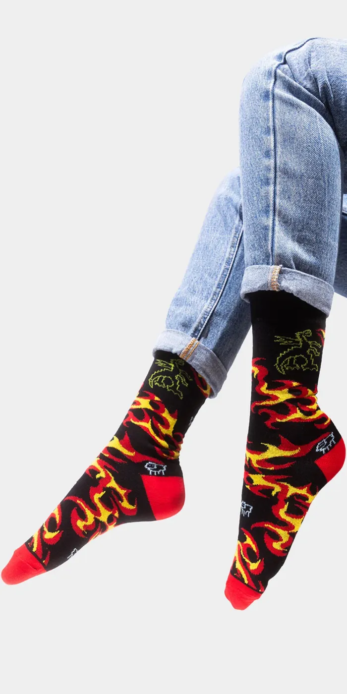 Skarpetki z bawełny organicznej Smok Wawelski i Rycerz