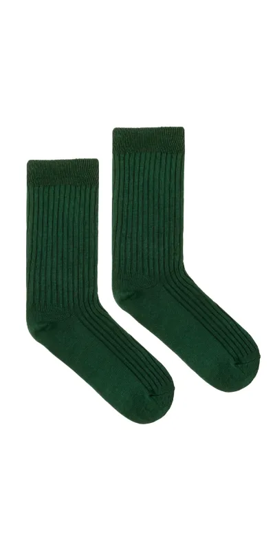 Bottle green socks made of...