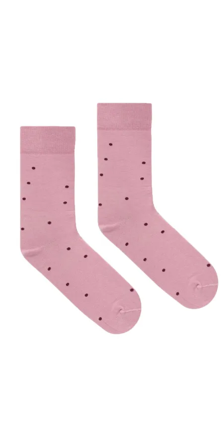 Powder pink socks with burgundy dots