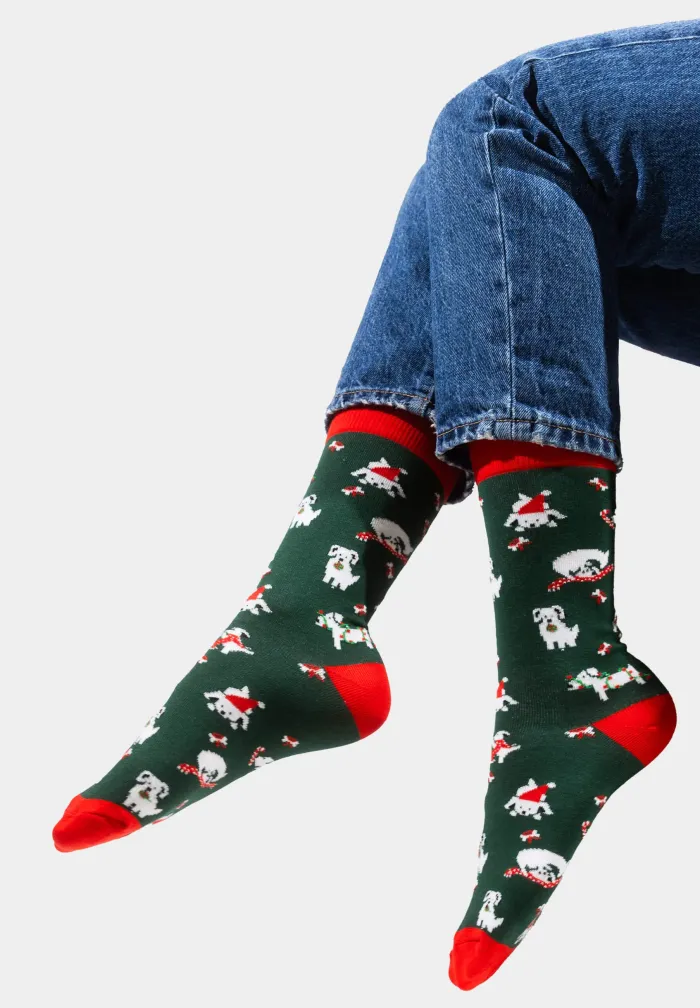 Socks organic cotton Xmas Puppies