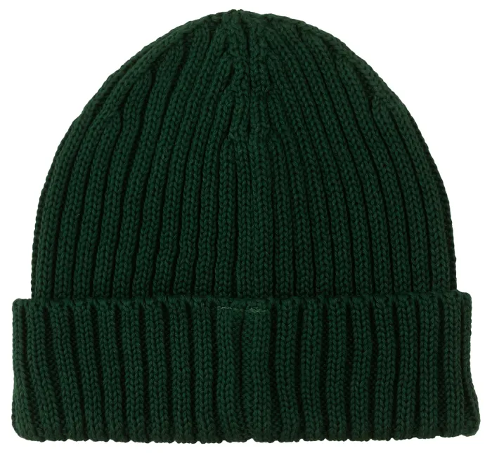 Bottle green organic cotton alkatraz beanie