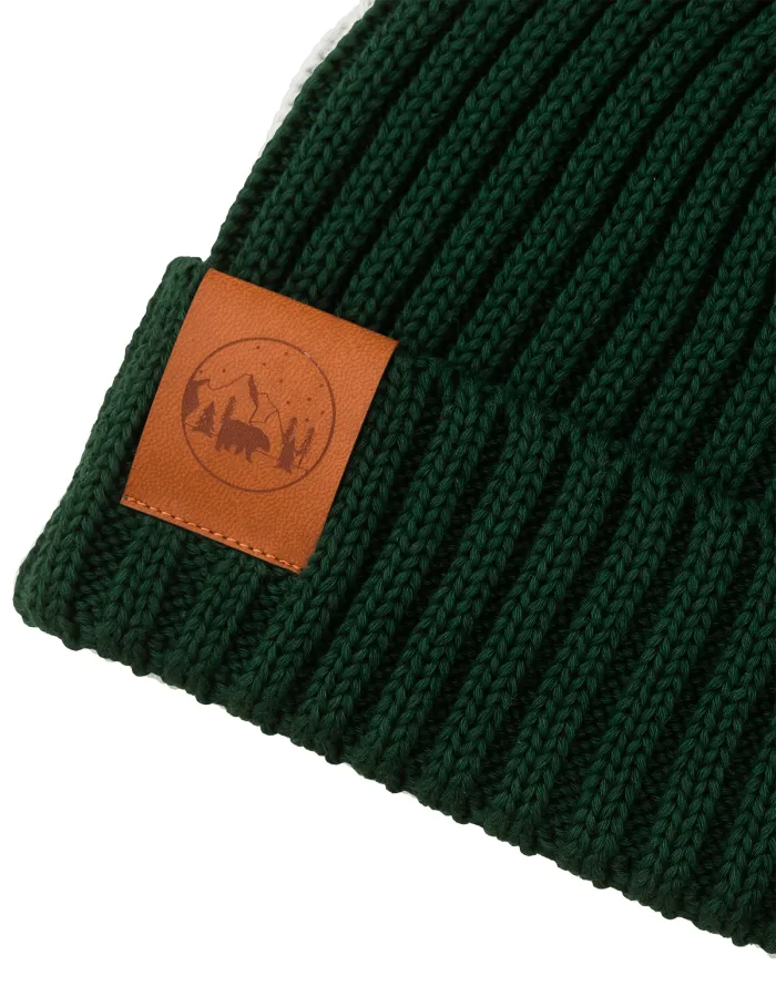 Bottle green organic cotton alkatraz beanie