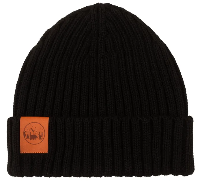 Black organic cotton alkatraz beanie