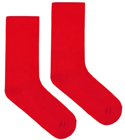 Red socks made of organic...