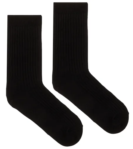 Black socks made of organic cotton with wide stripes