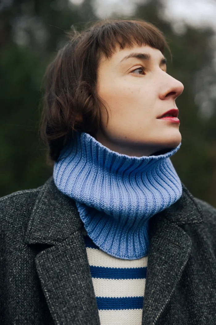 Light blue organic cotton tube scarf