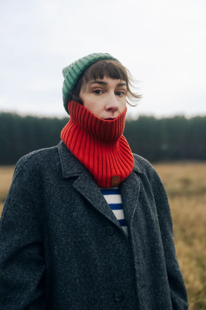 Brick red organic cotton tube scarf