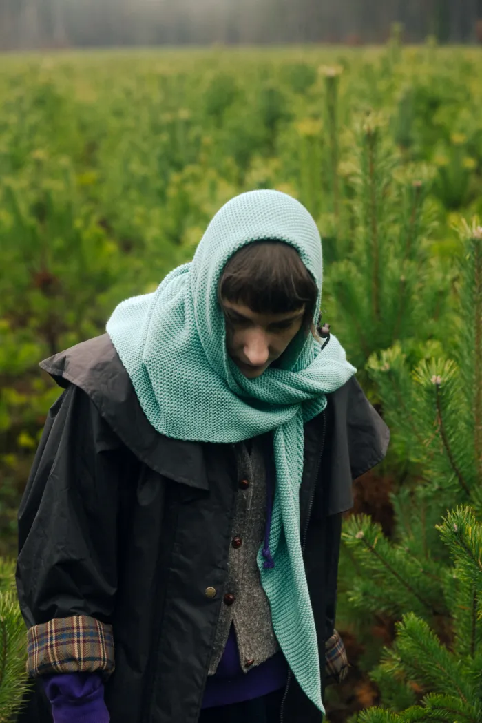 Mint organic cotton jacquard shawl