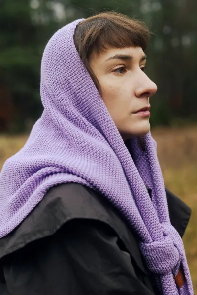 Lilac organic cotton jacquard shawl