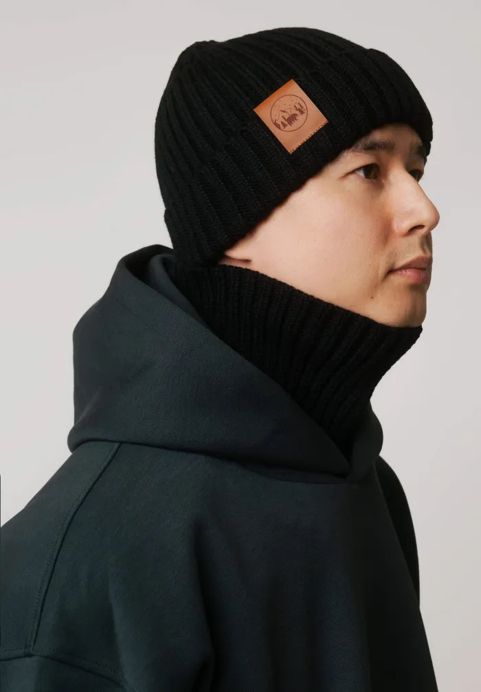 Black organic cotton tube scarf