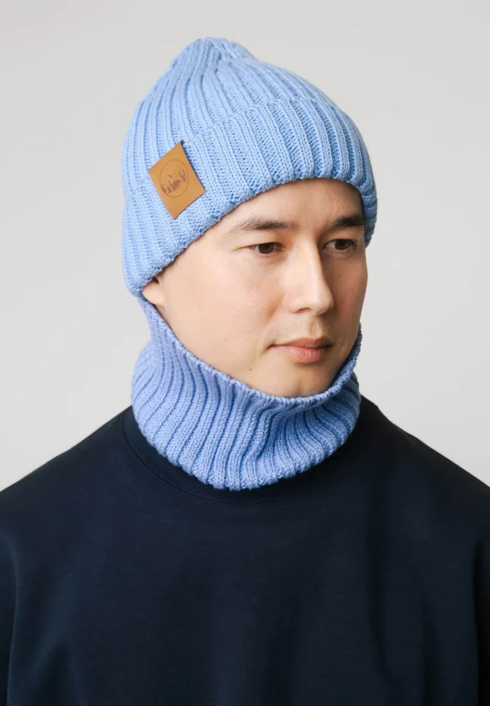 Light blue organic cotton tube scarf