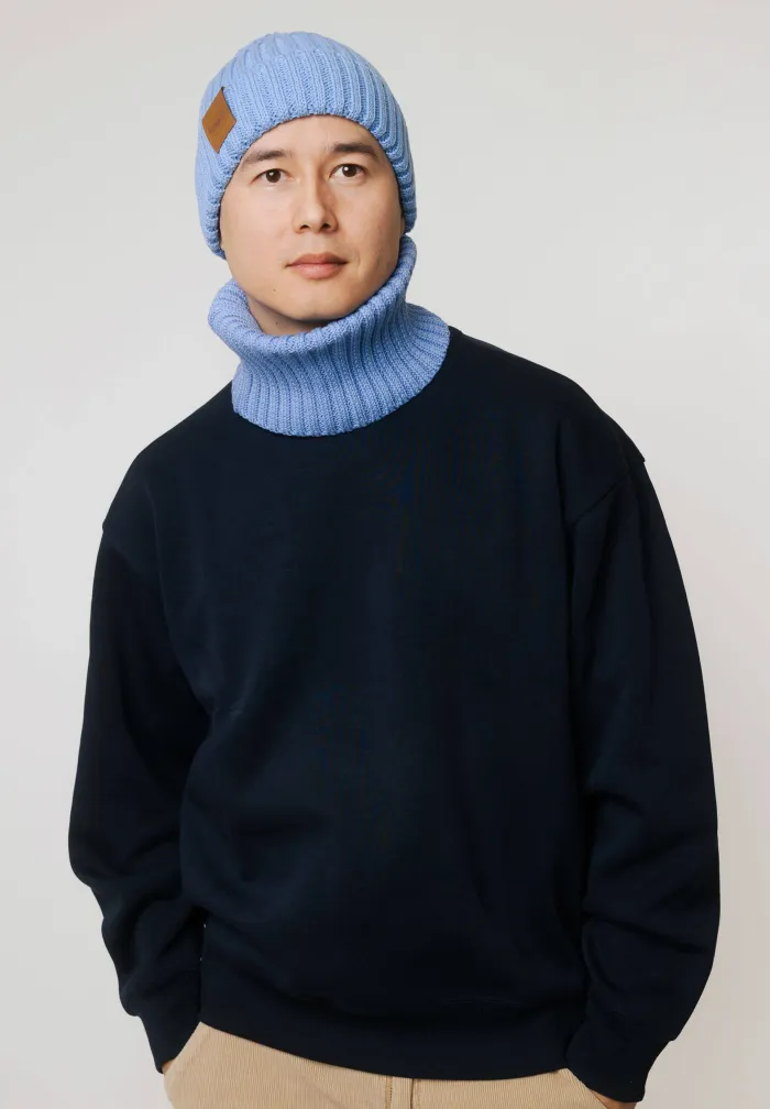 Light blue organic cotton tube scarf