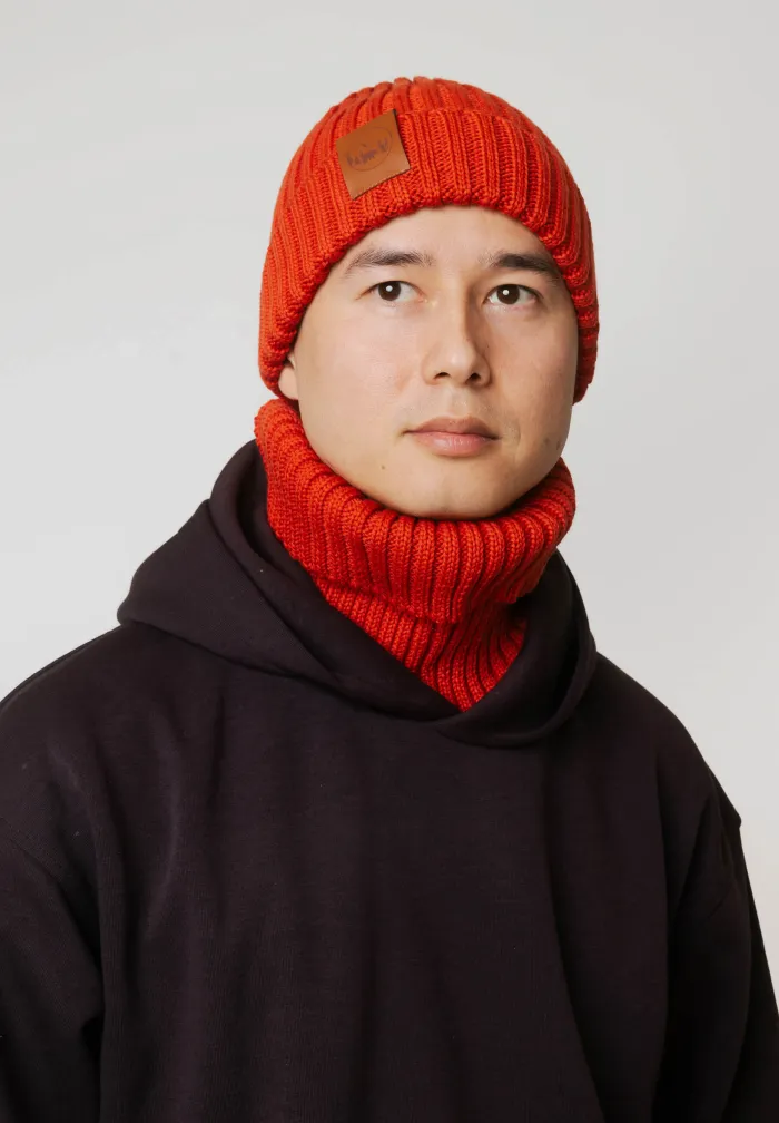 Brick red organic cotton tube scarf