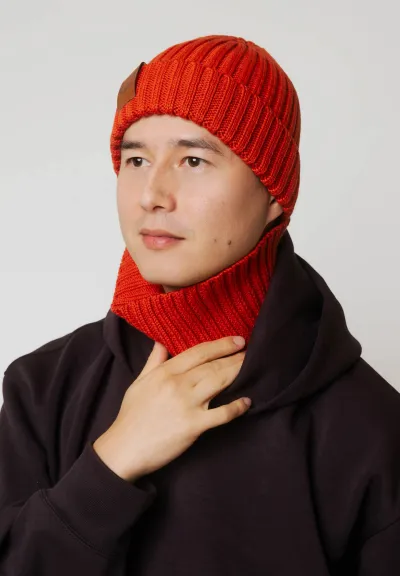 Brick red organic cotton tube scarf