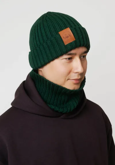 Szalik komin z bawełny organicznej butelkowa zieleń