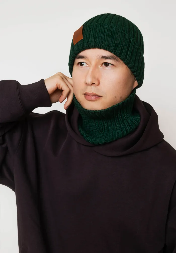 Szalik komin z bawełny organicznej butelkowa zieleń