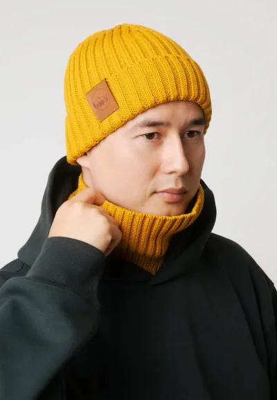 Mustard organic cotton tube scarf