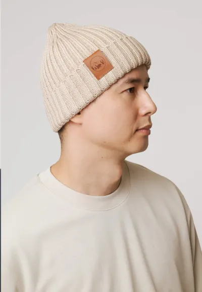 Beige organic cotton alkatraz beanie