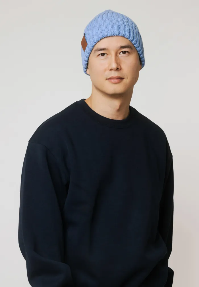 Light blue organic cotton alkatraz beanie