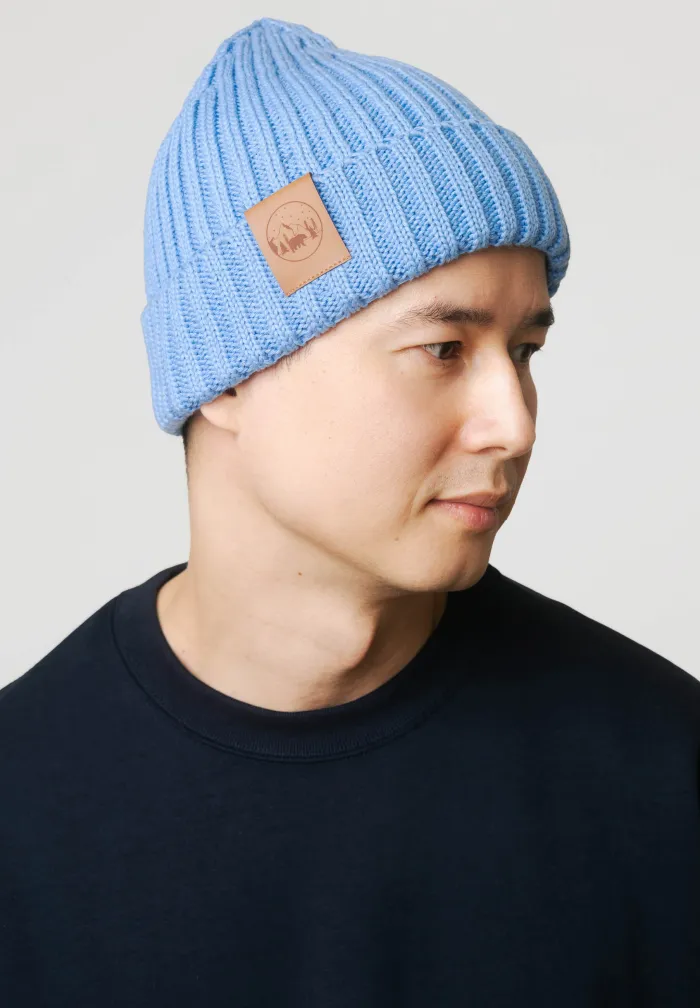 Light blue organic cotton alkatraz beanie