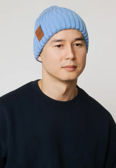 Light blue organic cotton alkatraz beanie