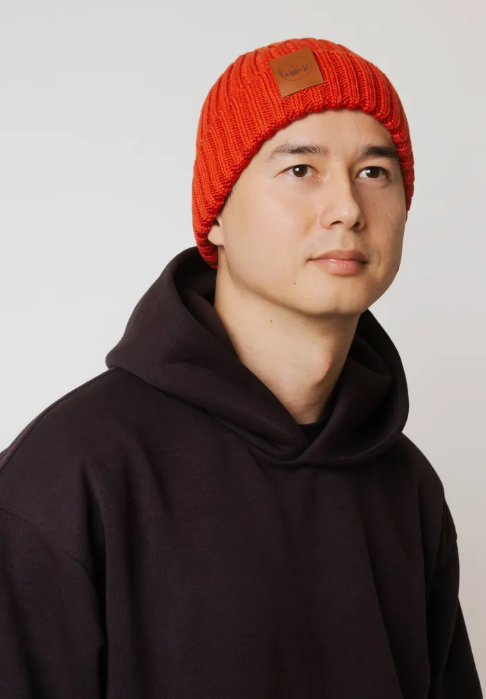 Brick red organic cotton alkatraz beanie