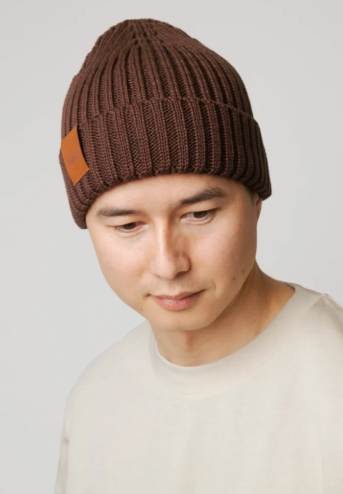 Brown organic cotton alkatraz beanie