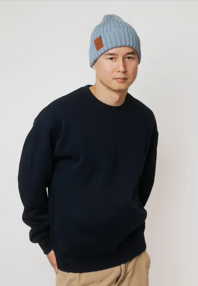 Steel blue organic cotton alkatraz beanie