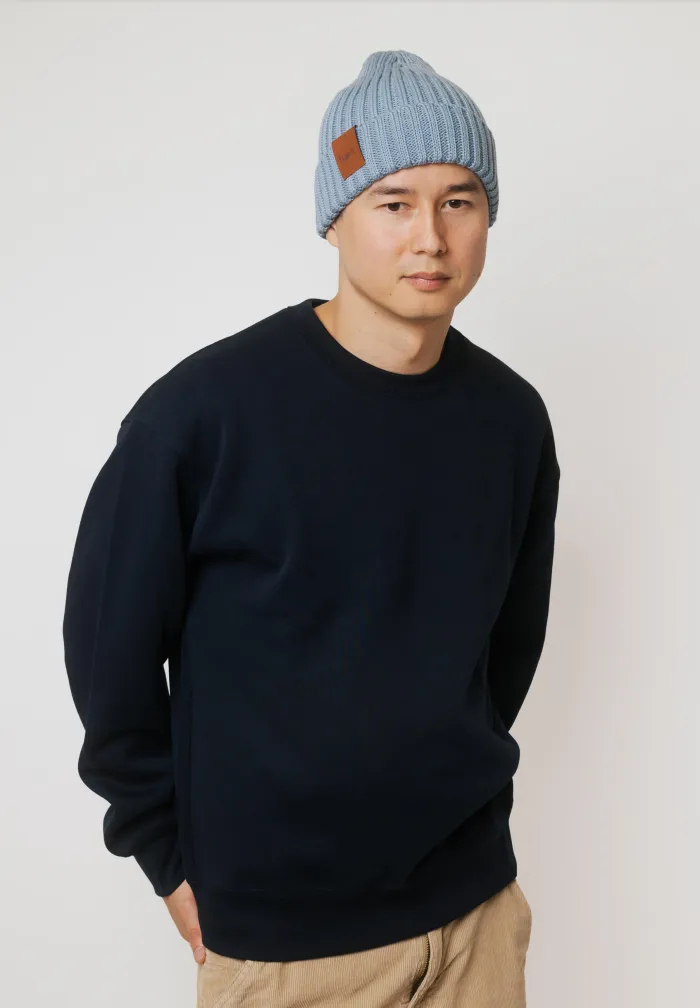Steel blue organic cotton alkatraz beanie
