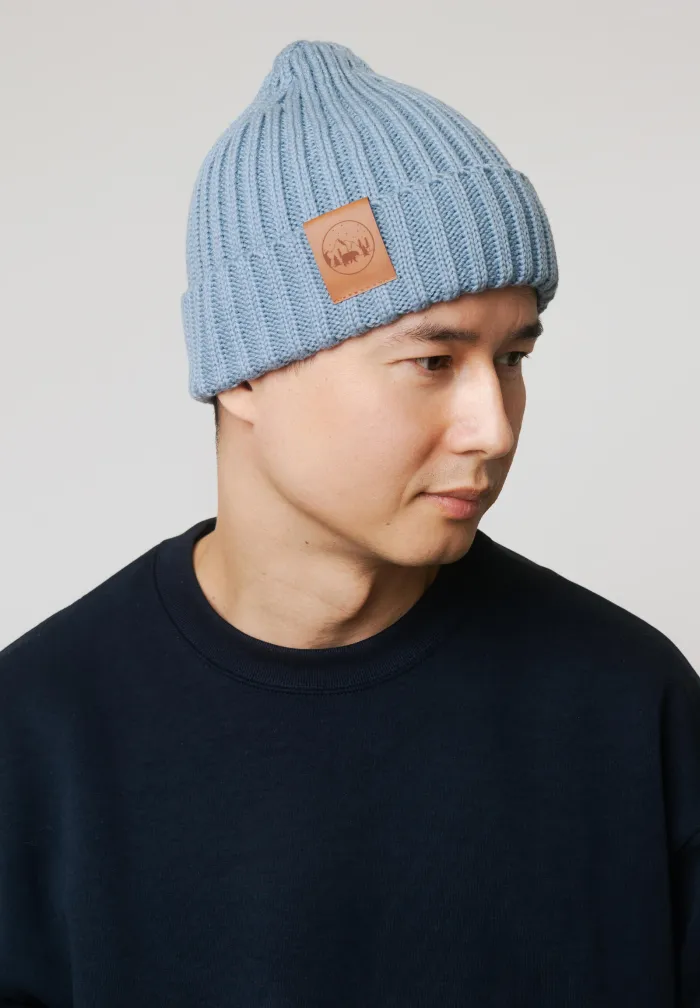Steel blue organic cotton alkatraz beanie