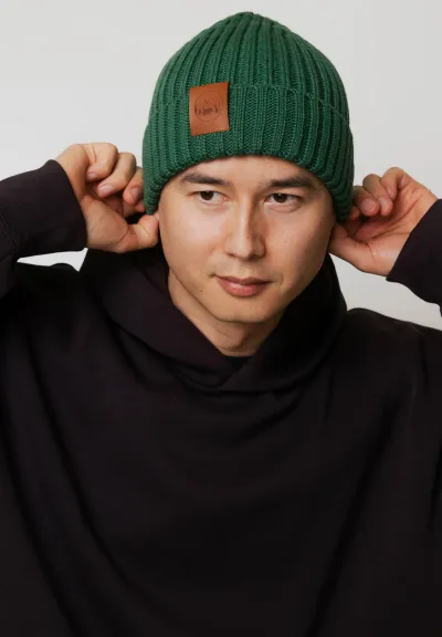 Sage green organic cotton alkatraz beanie