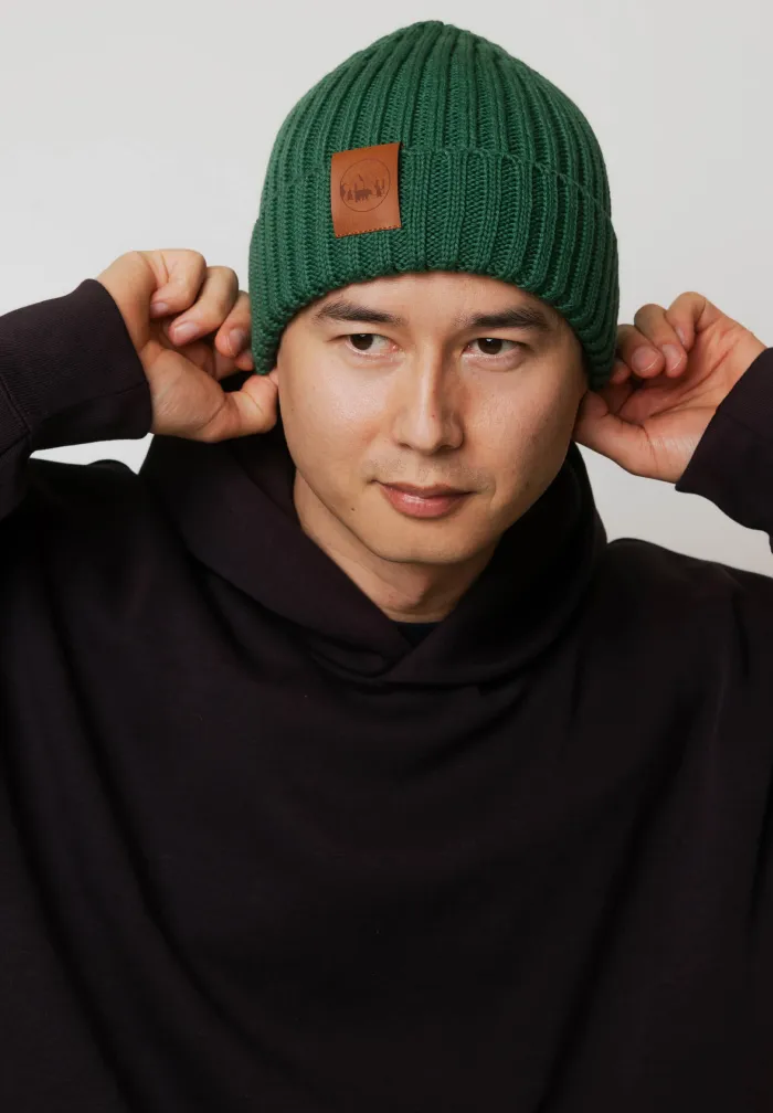 Sage green organic cotton alkatraz beanie