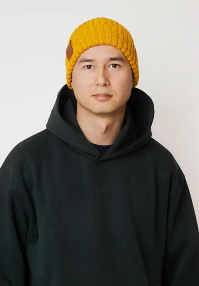 Mustard organic cotton alkatraz beanie