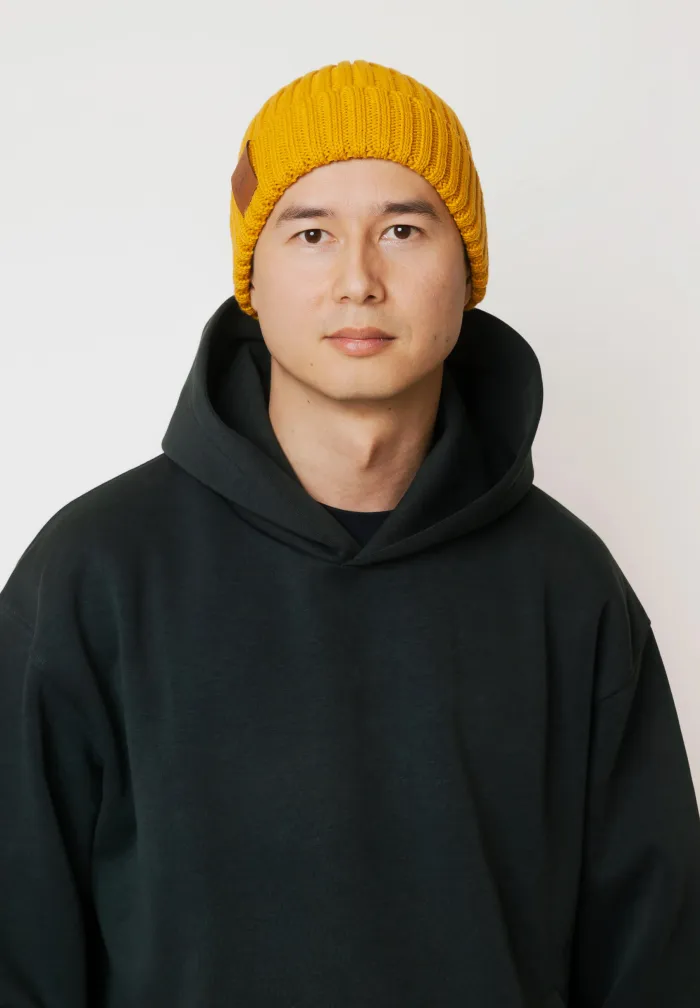Mustard organic cotton alkatraz beanie