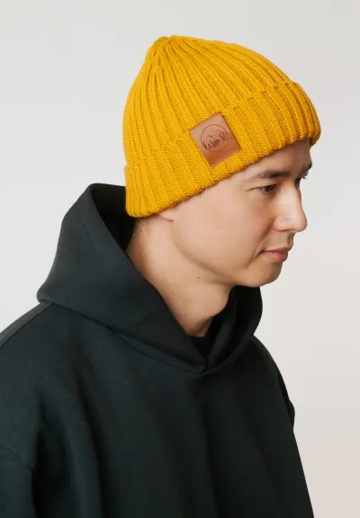 Mustard organic cotton alkatraz beanie