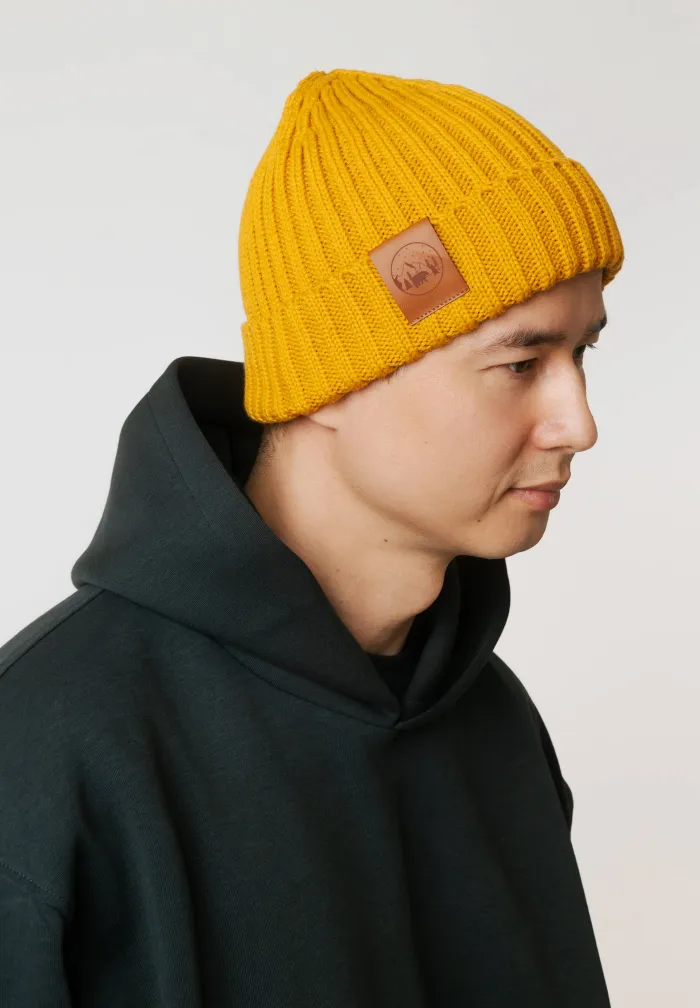 Mustard organic cotton alkatraz beanie