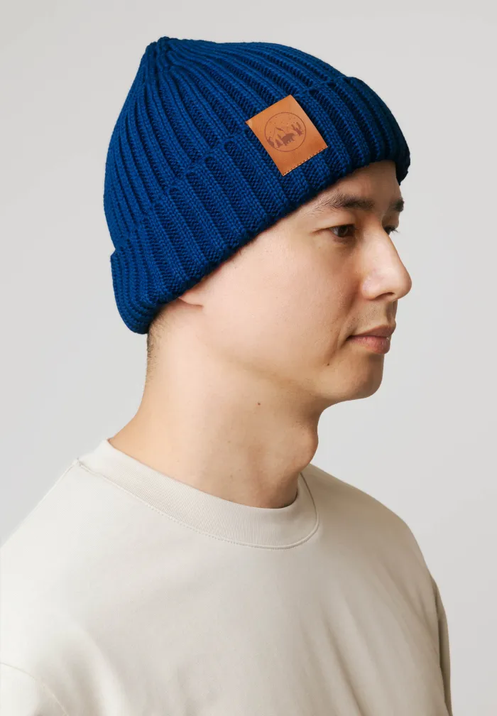 Ink blue organic cotton alkatraz beanie