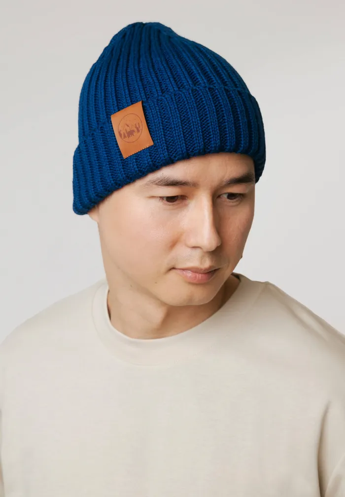 Ink blue organic cotton alkatraz beanie
