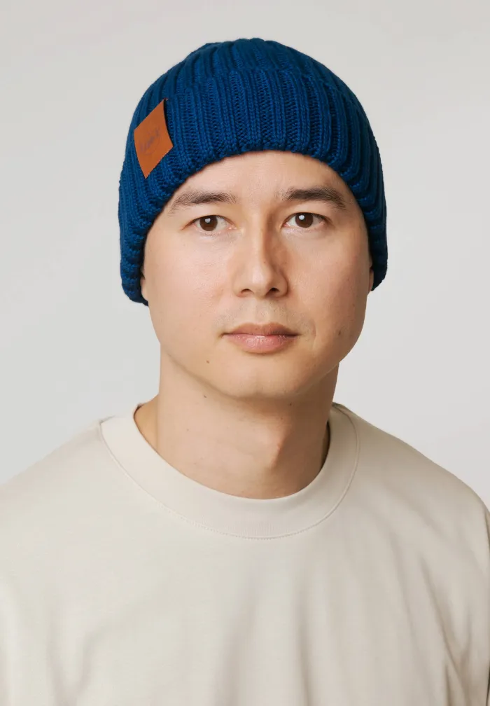 Ink blue organic cotton alkatraz beanie
