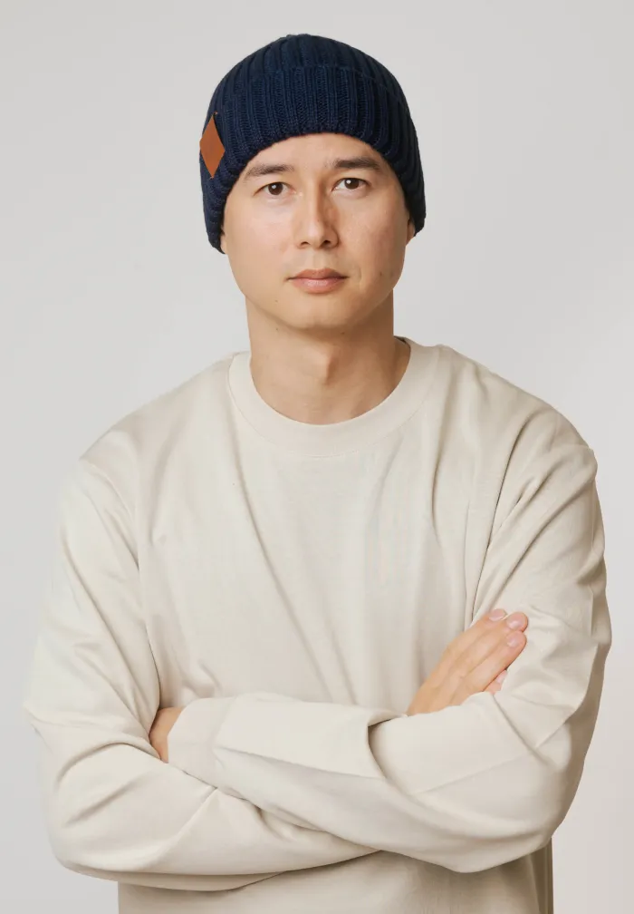 Navy blue organic cotton alkatraz beanie