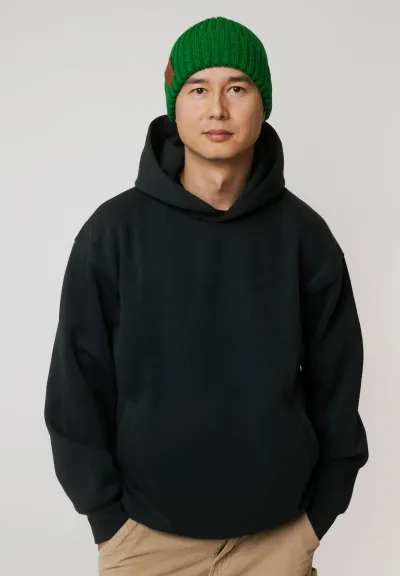 Green organic cotton alkatraz beanie