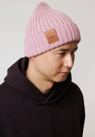 Blush pink organic cotton alkatraz beanie