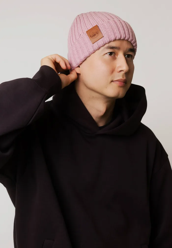 Czapka alkatraz z bawełny organicznej pudrowy róż