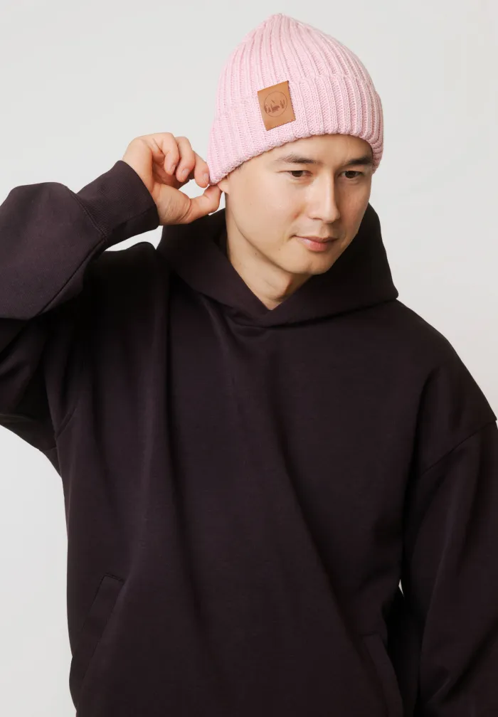 Czapka alkatraz z bawełny organicznej jasny róż