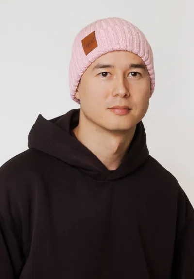 Czapka alkatraz z bawełny organicznej jasny róż