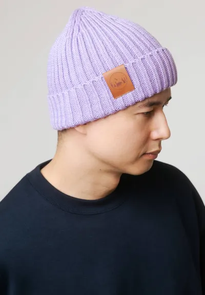 Lilac pink organic cotton alkatraz beanie