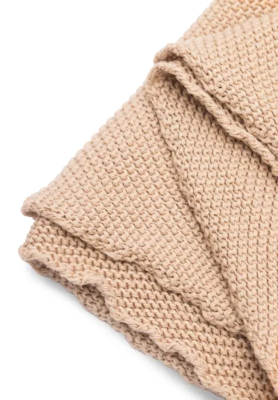 Beige organic cotton jacquard shawl